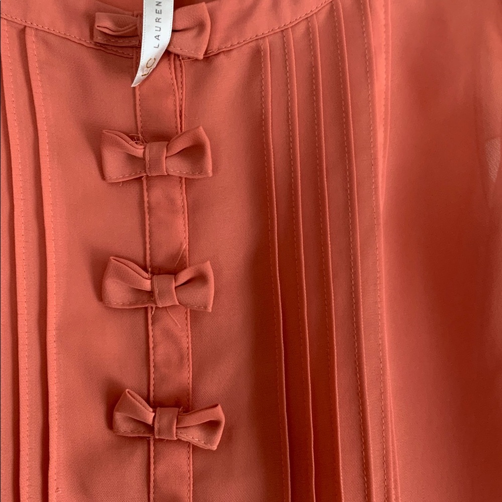 LC Lauren Conrad Coral Blouse with Ruffled Sleeves - Picture 3 of 7
